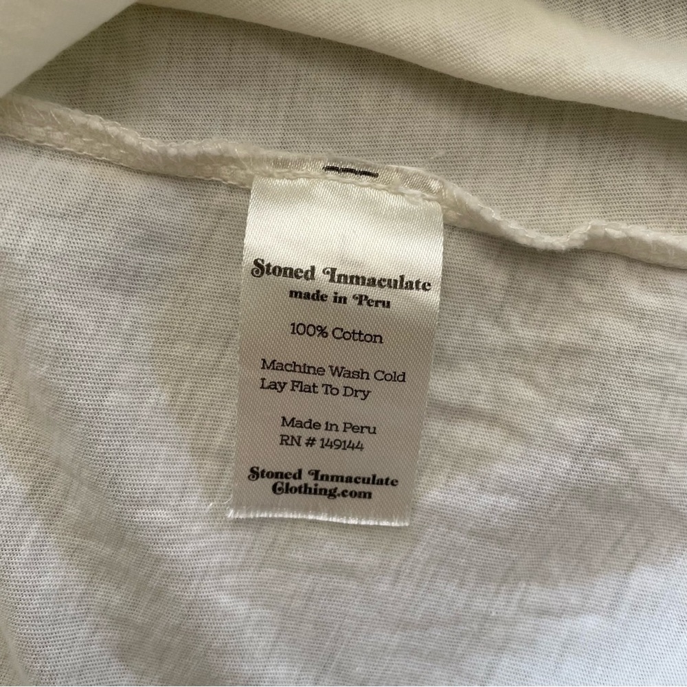 NWOT Stoned Immaculate West Coast Love Ringer Tee - White and Blue Large Cotton - Picture 8 of 8